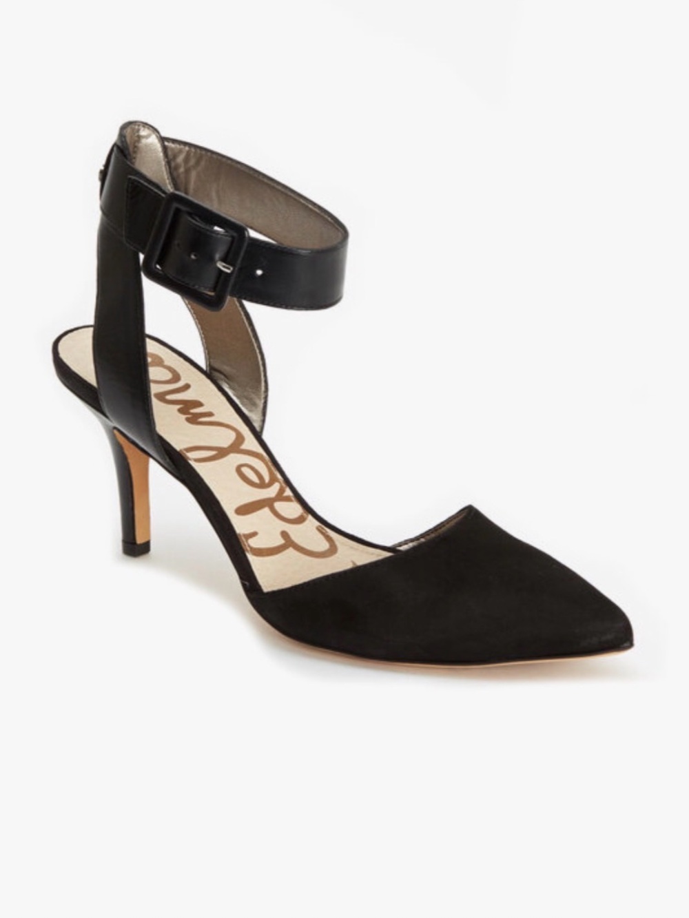 Sam Edelman Black Okala Leather Ankle Strap Heels Size 9
